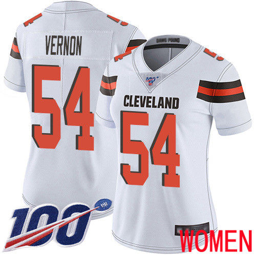 Cleveland Browns Olivier Vernon Women White Limited Jersey #54 NFL Football Road 100th Season Vapor Untouchable